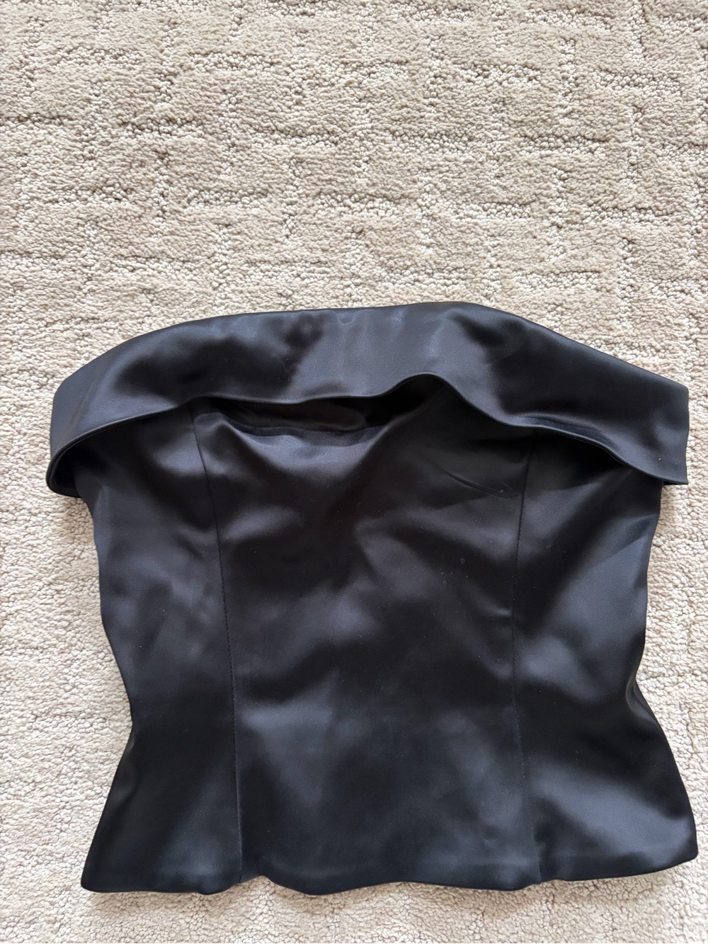 Aritzia Black Satin Strapless Bustier Top